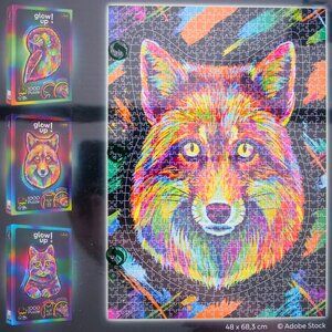 🧩 BRAND NEW 🧩 Glow-in-the-Dark Wolf 1,000 Piece Jigsaw Puzzle by Trefl
